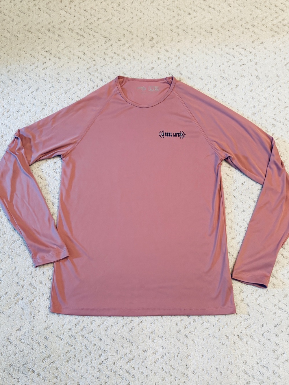 Reel Life Long Sleeve Surf Swim Tee Size L Mauve Purple Beach UV Protect Beach